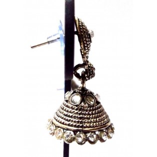 Silver Oxidized Earrings Jhumka Jhumki Ethnic Imitation Jewelry Dangle Long EA27
